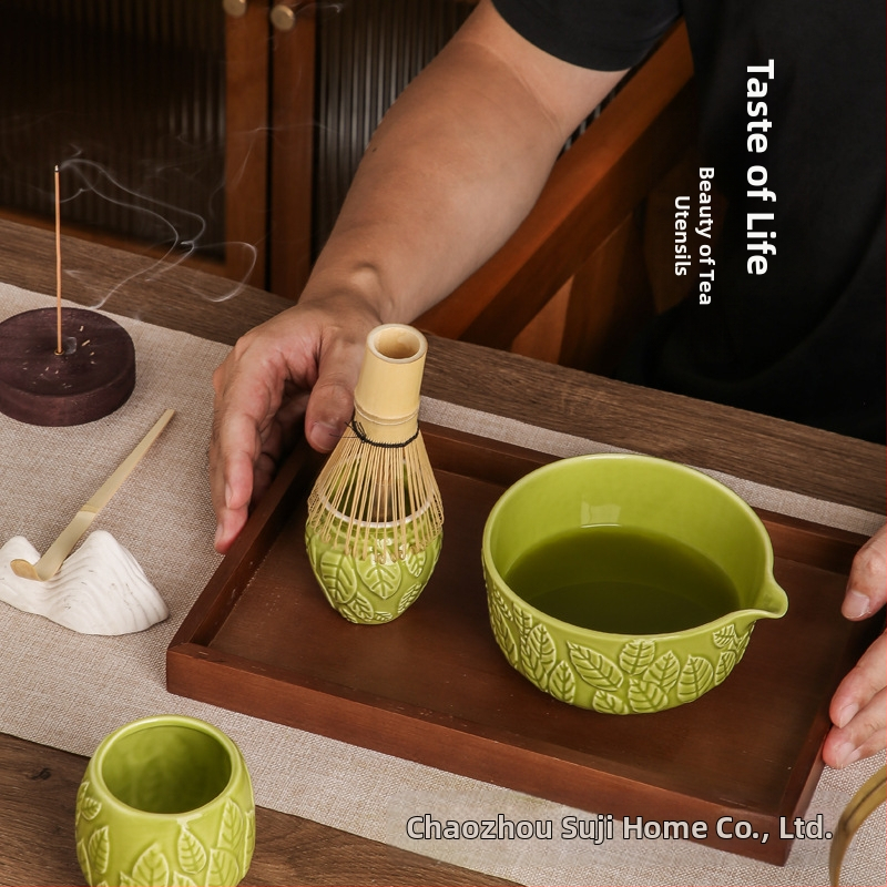 Keramická miska na matcha s povrchom plávajúcej sochy – retro štýl a ľahký luxus, prémiová kvalita, pre 3 osoby