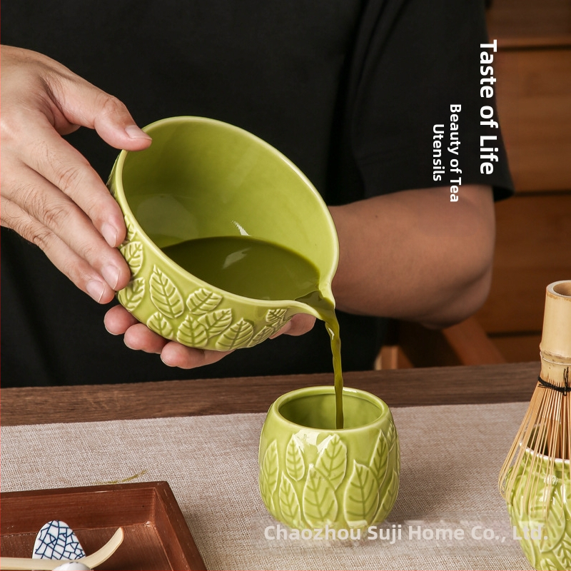 Keramická miska na matcha s povrchom plávajúcej sochy – retro štýl a ľahký luxus, prémiová kvalita, pre 3 osoby