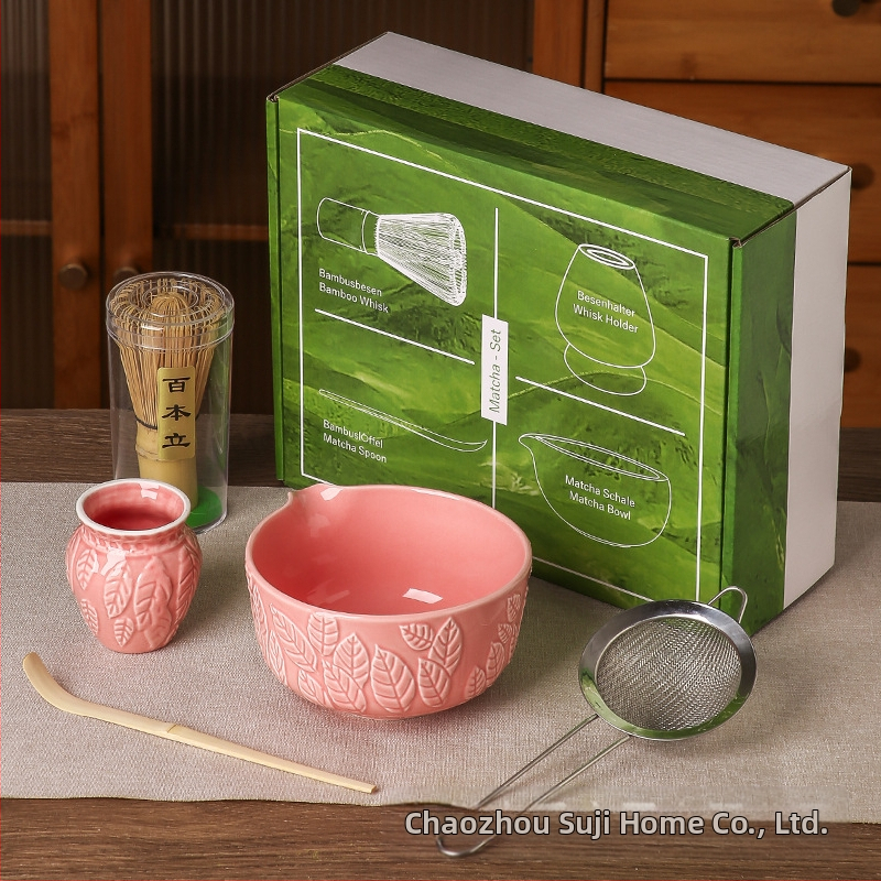 Keramička zdjela za matcha s površinom lebdeće skulpture – retro stil i lagani luksuz, premium kvalitete, za 3 osobe