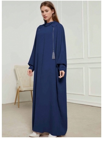 Yuxi poliestera kleita ar garām piedurknēm, gara svārka garums, 95%+ poliesters, bez gludināšanas, vasara 2023