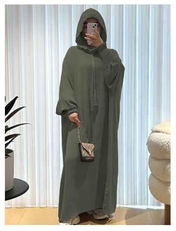 Yuxi poliestera kleita ar garām piedurknēm, gara svārka garums, 95%+ poliesters, bez gludināšanas, vasara 2023