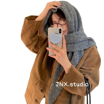 Korejas stila fleece trijstūra šalle sievietēm, warp-knitted