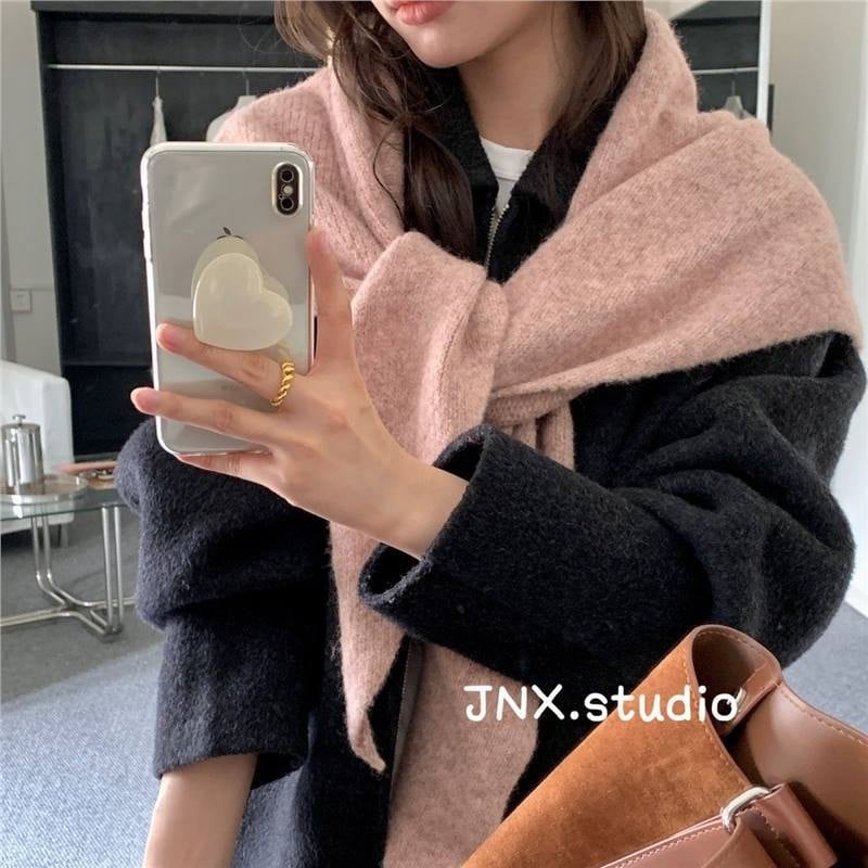 Korejas stila fleece trijstūra šalle sievietēm, warp-knitted