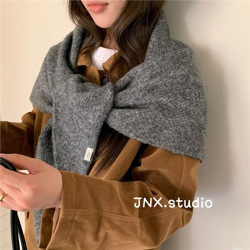 Korejas stila fleece trijstūra šalle sievietēm, warp-knitted