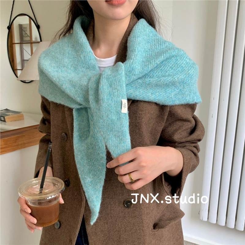 Korejas stila fleece trijstūra šalle sievietēm, warp-knitted