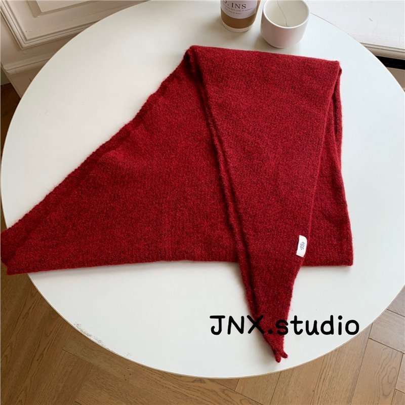 Korejas stila fleece trijstūra šalle sievietēm, warp-knitted