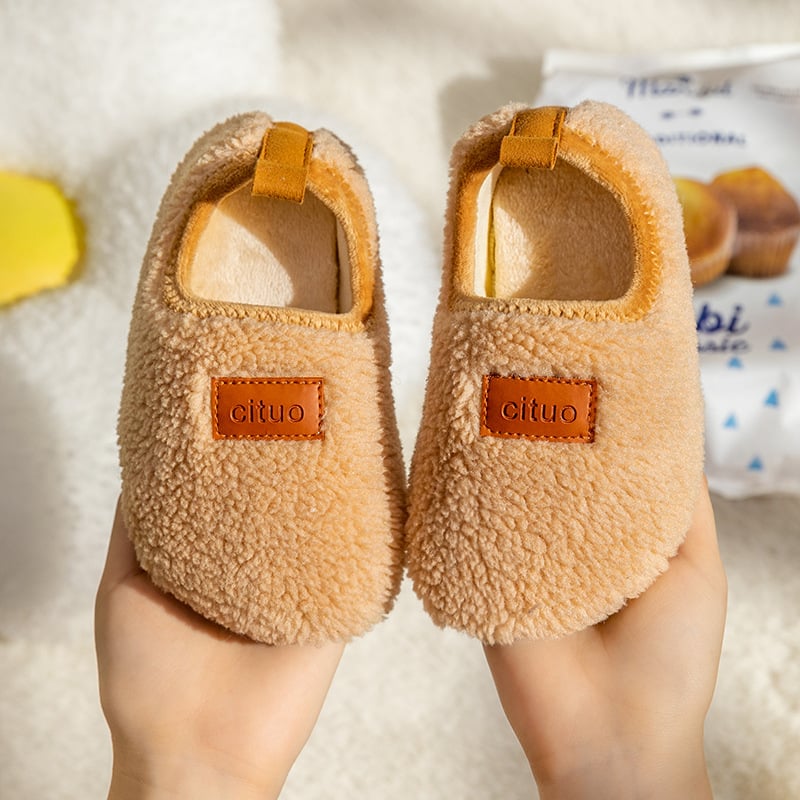Παιδικά εσωτερικά παπούτσια για το πάτωμα, με επένδυση φλίς, καουτσούκ σόλα, παχυνμένα, φθινοπωρινό-χειμερινό, μονόχρωμα