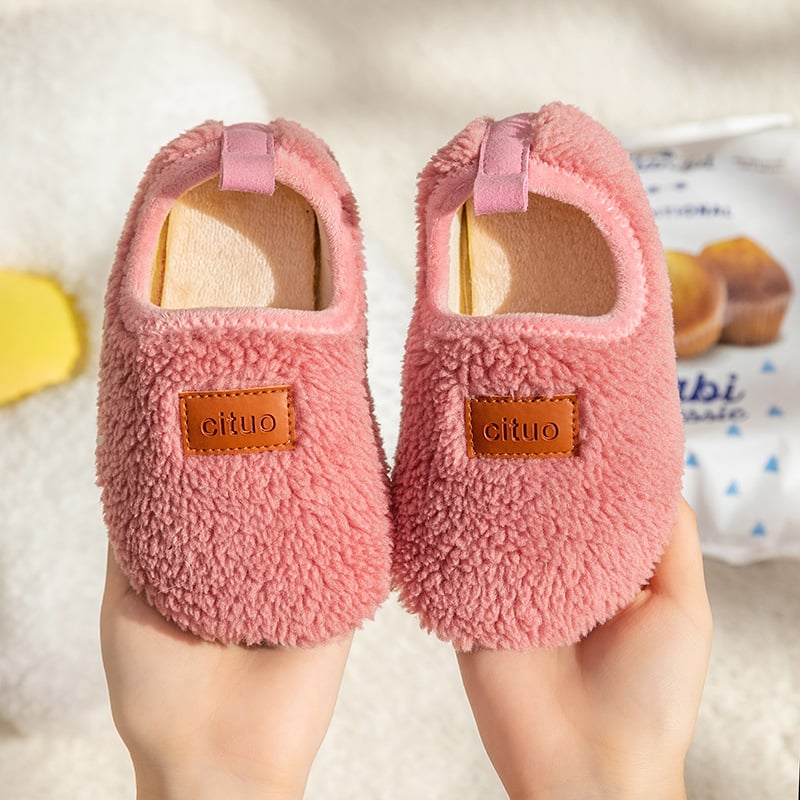 Παιδικά εσωτερικά παπούτσια για το πάτωμα, με επένδυση φλίς, καουτσούκ σόλα, παχυνμένα, φθινοπωρινό-χειμερινό, μονόχρωμα