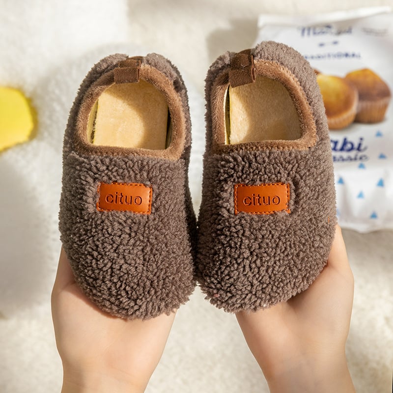 Παιδικά εσωτερικά παπούτσια για το πάτωμα, με επένδυση φλίς, καουτσούκ σόλα, παχυνμένα, φθινοπωρινό-χειμερινό, μονόχρωμα