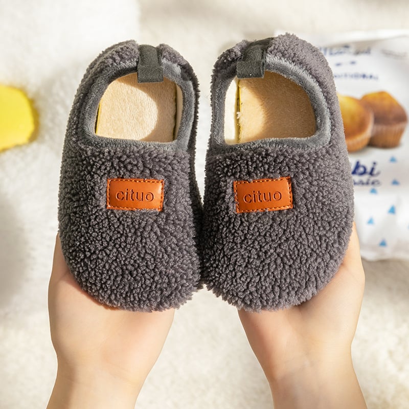 Παιδικά εσωτερικά παπούτσια για το πάτωμα, με επένδυση φλίς, καουτσούκ σόλα, παχυνμένα, φθινοπωρινό-χειμερινό, μονόχρωμα