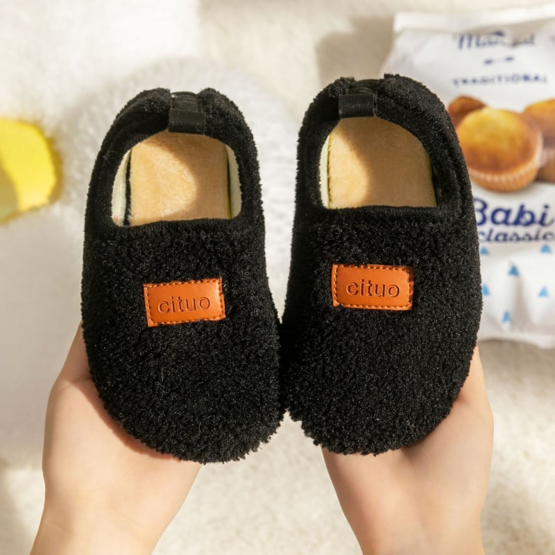 Παιδικά εσωτερικά παπούτσια για το πάτωμα, με επένδυση φλίς, καουτσούκ σόλα, παχυνμένα, φθινοπωρινό-χειμερινό, μονόχρωμα