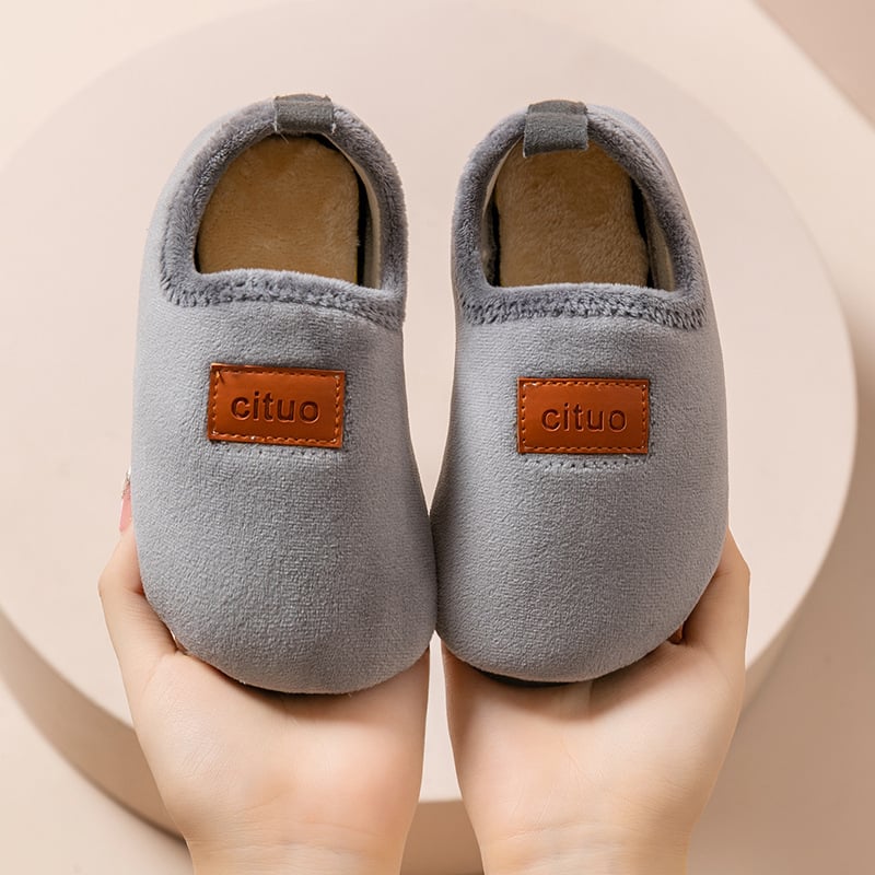 Παιδικά εσωτερικά παπούτσια για το πάτωμα, με επένδυση φλίς, καουτσούκ σόλα, παχυνμένα, φθινοπωρινό-χειμερινό, μονόχρωμα