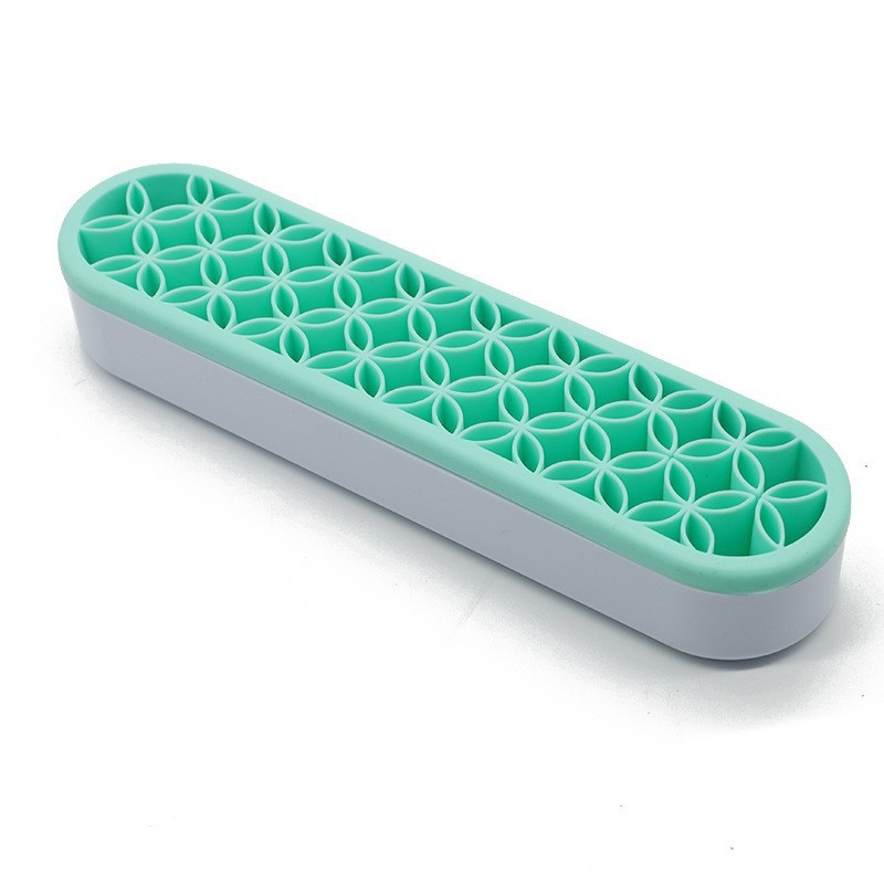 Szilikon belsővel és ABS fedővel smink ecset tároló doboz — hordozható asztali rendező, lyukasztás nélküli, vízálló