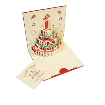 Κάρτα γενεθλίων με 3D διάτρητο σχέδιο τούρτας, φωτισμό και ήχο, από ειδικό χαρτί, θερμοτυπία, κινεζικού κλασικού στυλ
