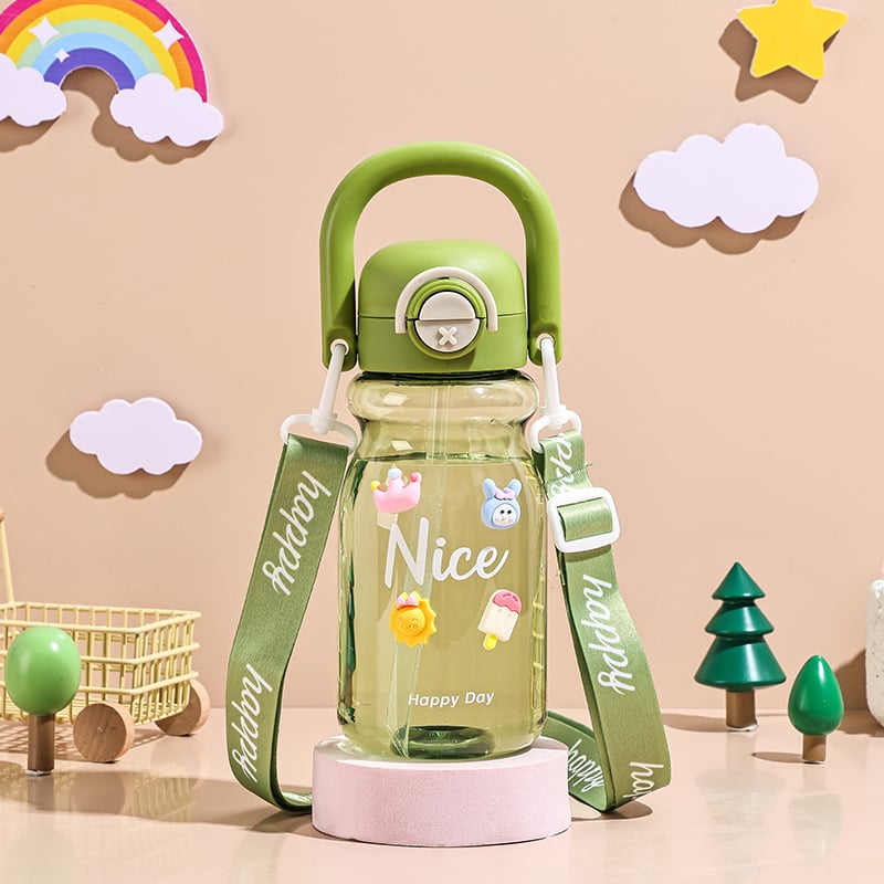 Leiqin dječja boca za vodu sa slamkom, slatkog stila, PC+PP, 169 g, Artikl 211