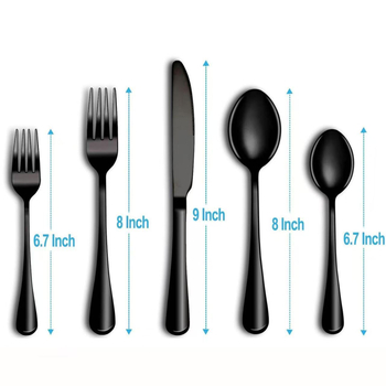 Σετ μαχαιροπίρουνα δυτικής κουζίνας από ανοξείδωτο ατσάλι (μαχαίρι, πιρούνι, κουτάλι) με φινίρισμα καθρέφτη, μινιμαλιστικός σχεδιασμός, 410 ανοξείδωτο ατσάλι, δυνατότητα προσαρμογής