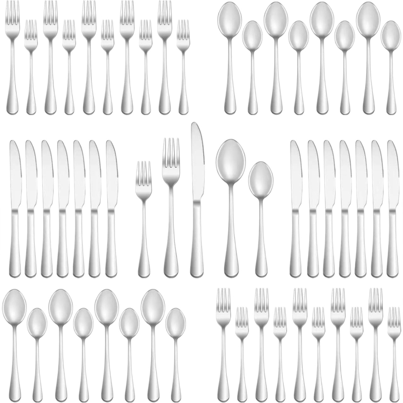 Set posuđa za zapadnu kuhinju od nehrđajućeg čelika (nož, vilica, žlica) s oglednim završnim slojem, minimalistički dizajn, 410 nehrđajući čelik, mogućnost prilagodbe