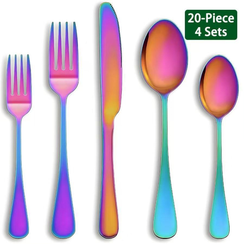 Set posuđa za zapadnu kuhinju od nehrđajućeg čelika (nož, vilica, žlica) s oglednim završnim slojem, minimalistički dizajn, 410 nehrđajući čelik, mogućnost prilagodbe