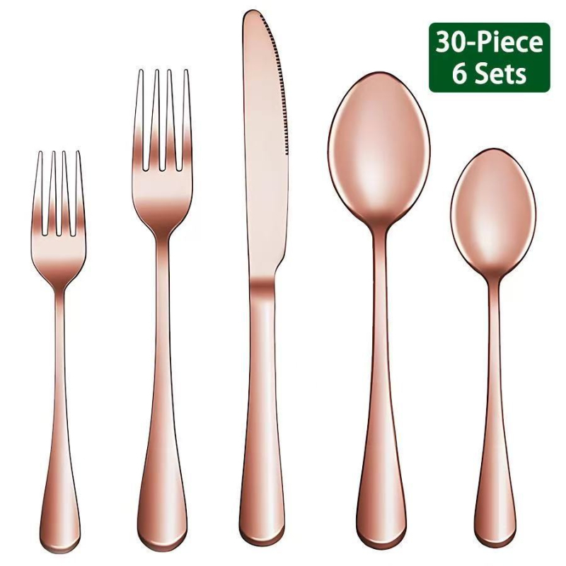 Set posuđa za zapadnu kuhinju od nehrđajućeg čelika (nož, vilica, žlica) s oglednim završnim slojem, minimalistički dizajn, 410 nehrđajući čelik, mogućnost prilagodbe