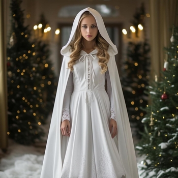 Meibida βελούδινη κάπα με κουκούλα και φουλάρι για θεατρικές παραστάσεις – εκτεταμένο και κομψό στυλ, μονόχρωμο σχέδιο, απλή ύφανση, βαφή tie-dye