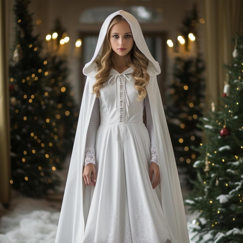 Meibida pelerină din catifea cu glugă pentru reprezentații pe scenă – stil extins, model unic, țesătură simplă, vopsire tie-dye