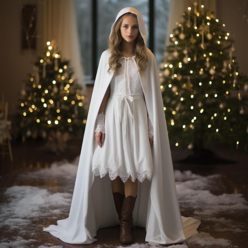 Meibida pelerină din catifea cu glugă pentru reprezentații pe scenă – stil extins, model unic, țesătură simplă, vopsire tie-dye