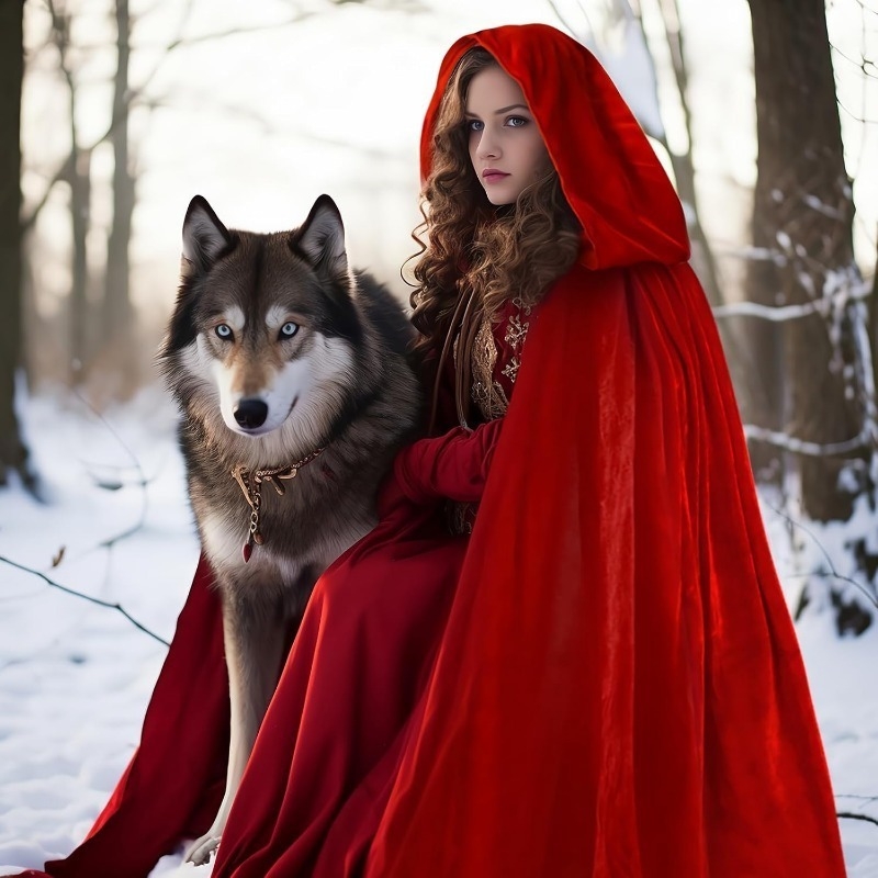 Meibida pelerină din catifea cu glugă pentru reprezentații pe scenă – stil extins, model unic, țesătură simplă, vopsire tie-dye