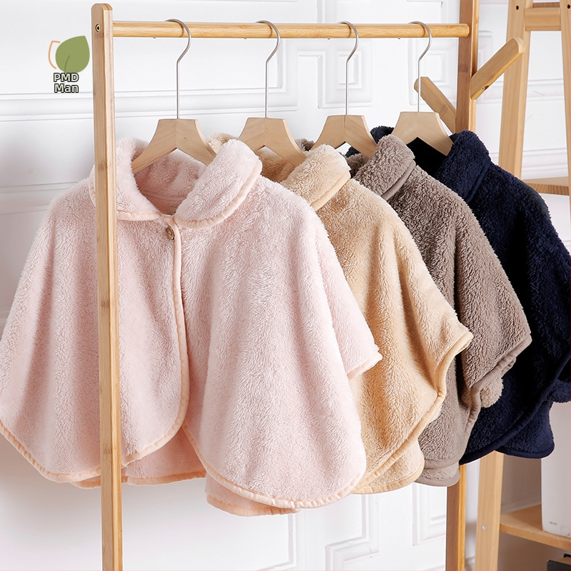 Šál-pelerína z jahňacej vlny pre jesennú–zimnú tepelnú ochranu, jednofarebný vzor, warp-knit pletenina, udržiava teplo