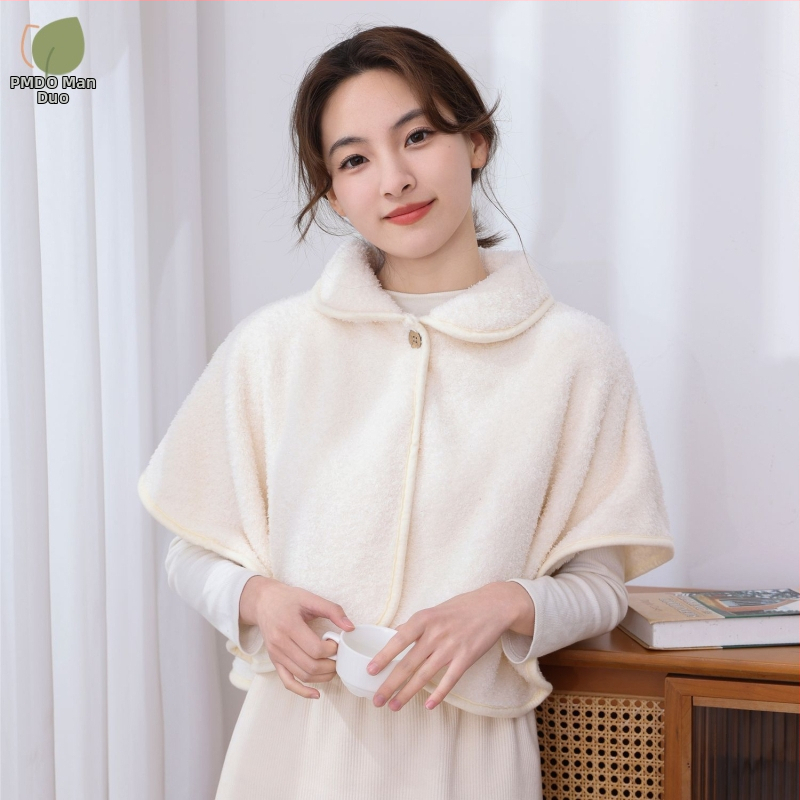 Šalles-pelerīna no jēra vilnas rudens–ziemas siltumam, vienkrāsains raksts, warp adīts audums, saglabā siltumu