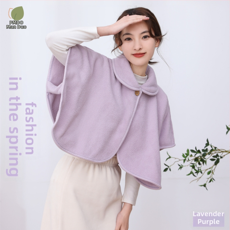 Šalles-pelerīna no jēra vilnas rudens–ziemas siltumam, vienkrāsains raksts, warp adīts audums, saglabā siltumu