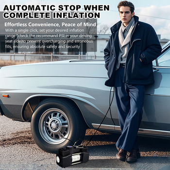 Φορητή αντλία ελαστικών αυτοκινήτου - διπλού κυλίνδρου, υψηλή πίεση, 12-24V, 80W, καλώδιο μήκος 3 μέτρων, με μετρητή πίεσης