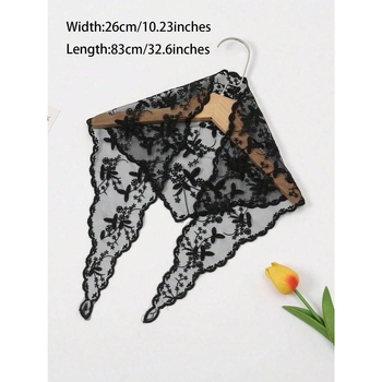 Vyrų nailoninis trikampis šalikas su išlinkusiu kraštu ir gėlių nėriniu pavasariui