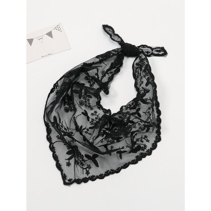 Vīriešu neilona trijstūra šalle ar izliekta malas un ziedu mežģīni, pavasarim