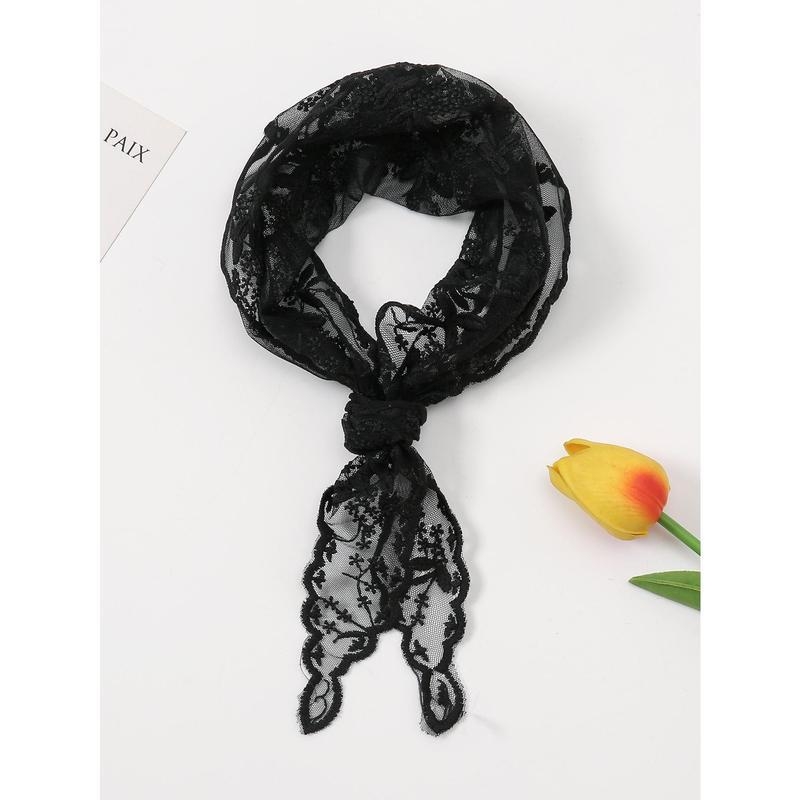 Vyrų nailoninis trikampis šalikas su išlinkusiu kraštu ir gėlių nėriniu pavasariui