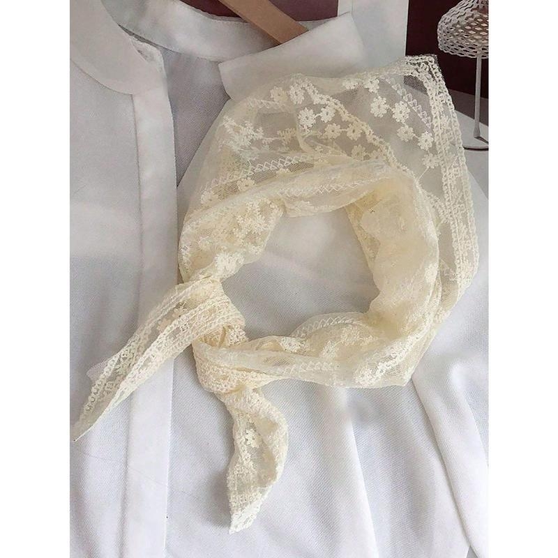 Vyrų nailoninis trikampis šalikas su išlinkusiu kraštu ir gėlių nėriniu pavasariui