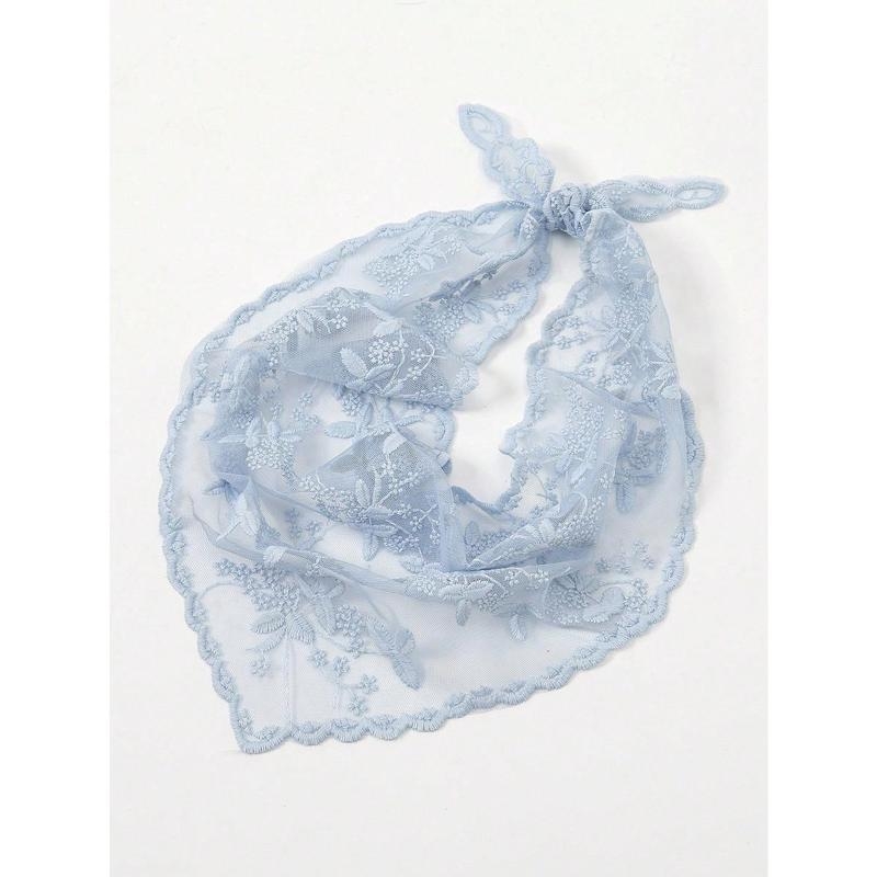 Vyrų nailoninis trikampis šalikas su išlinkusiu kraštu ir gėlių nėriniu pavasariui