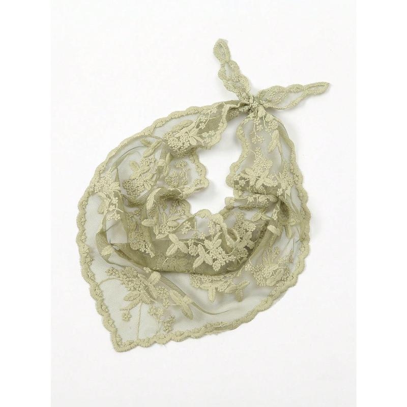 Vyrų nailoninis trikampis šalikas su išlinkusiu kraštu ir gėlių nėriniu pavasariui