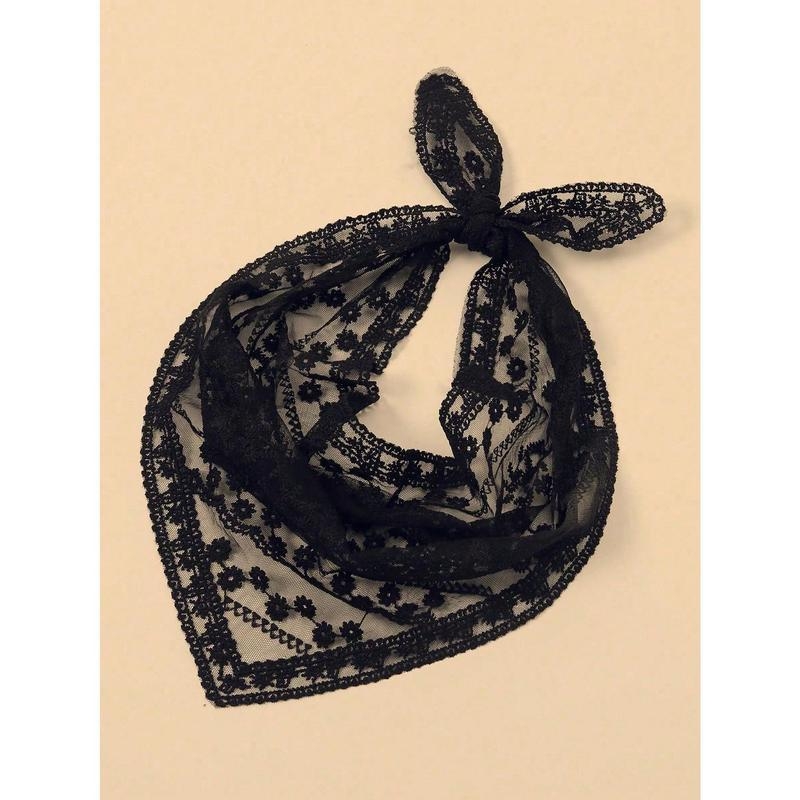 Vyrų nailoninis trikampis šalikas su išlinkusiu kraštu ir gėlių nėriniu pavasariui