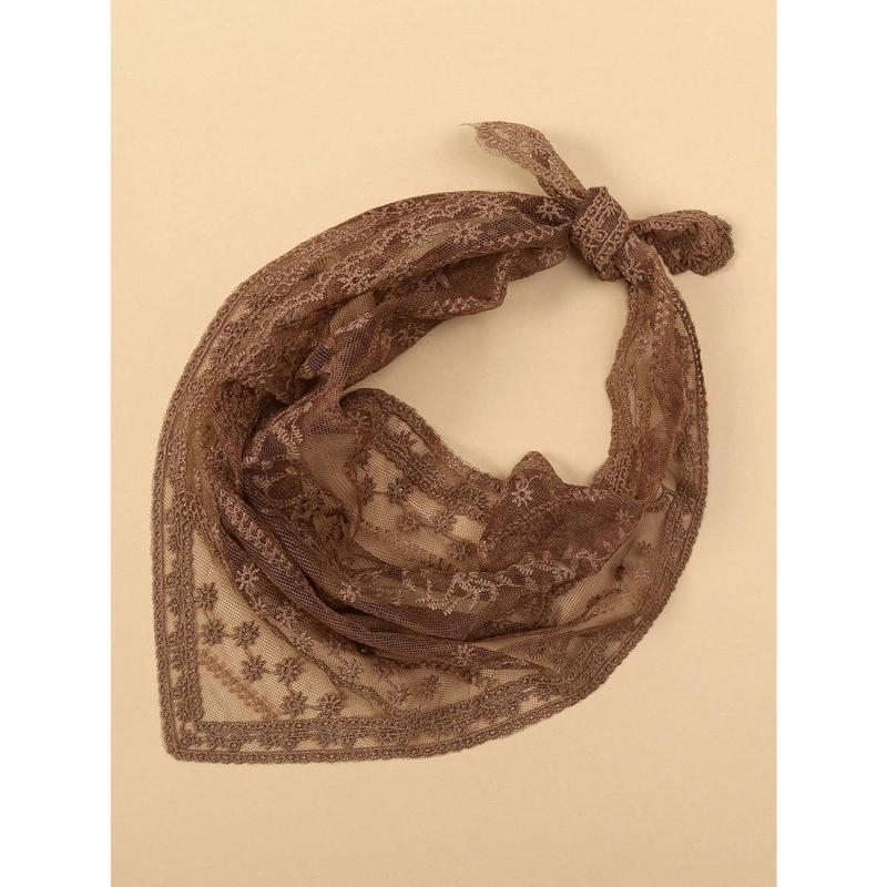 Vyrų nailoninis trikampis šalikas su išlinkusiu kraštu ir gėlių nėriniu pavasariui