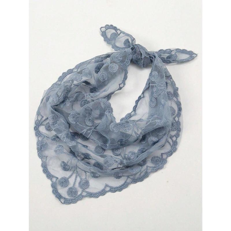 Vyrų nailoninis trikampis šalikas su išlinkusiu kraštu ir gėlių nėriniu pavasariui