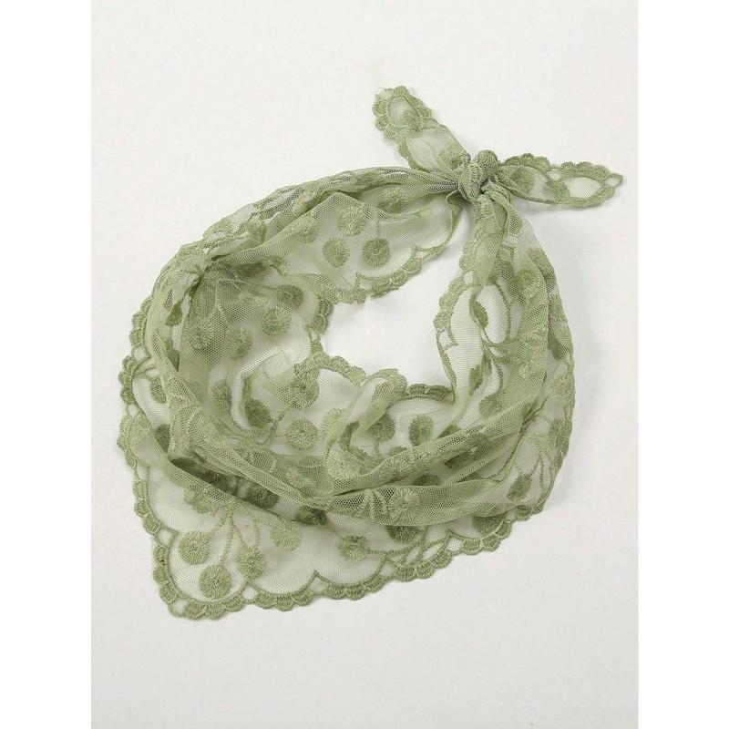 Vyrų nailoninis trikampis šalikas su išlinkusiu kraštu ir gėlių nėriniu pavasariui