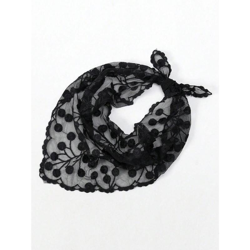 Vyrų nailoninis trikampis šalikas su išlinkusiu kraštu ir gėlių nėriniu pavasariui