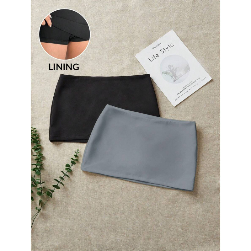 Șorturi scurte pentru femei cu talie elastică, două nuanțe, casual - bumbac natural colorat, CVC, croială lejeră