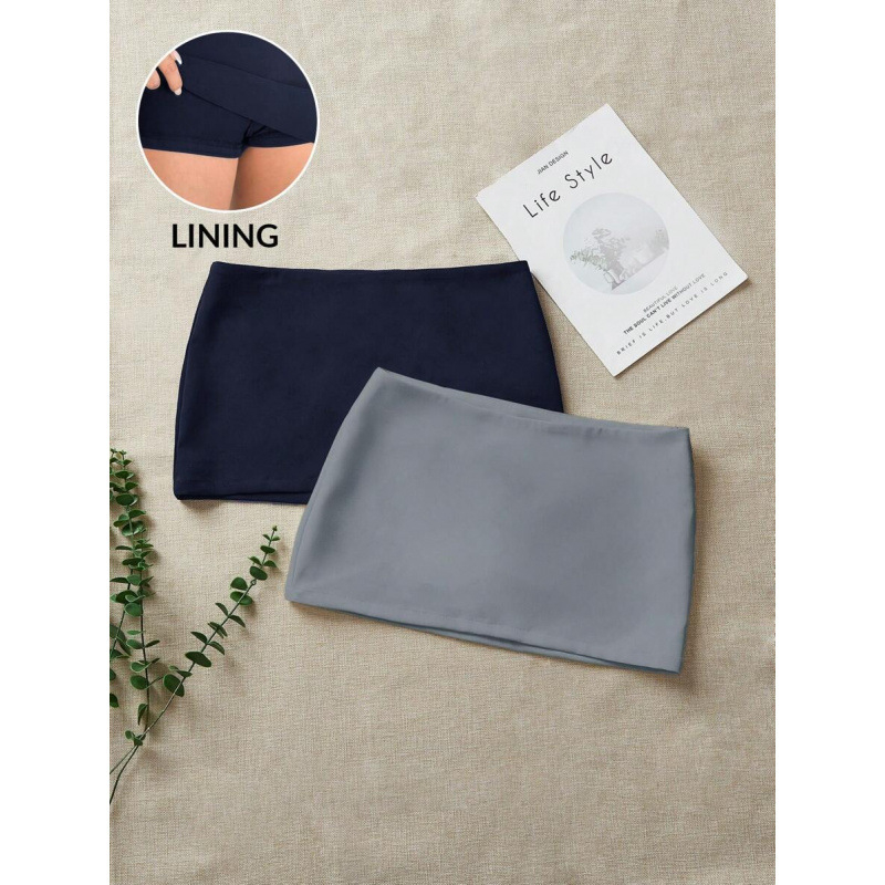 Șorturi scurte pentru femei cu talie elastică, două nuanțe, casual - bumbac natural colorat, CVC, croială lejeră