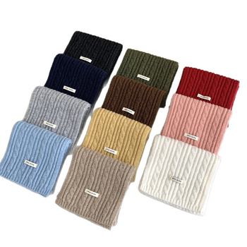 Vilnos mišinio šalikas su mažuoju haringbone raštu, megzta, šilta, Korėjos kolegijos stilius