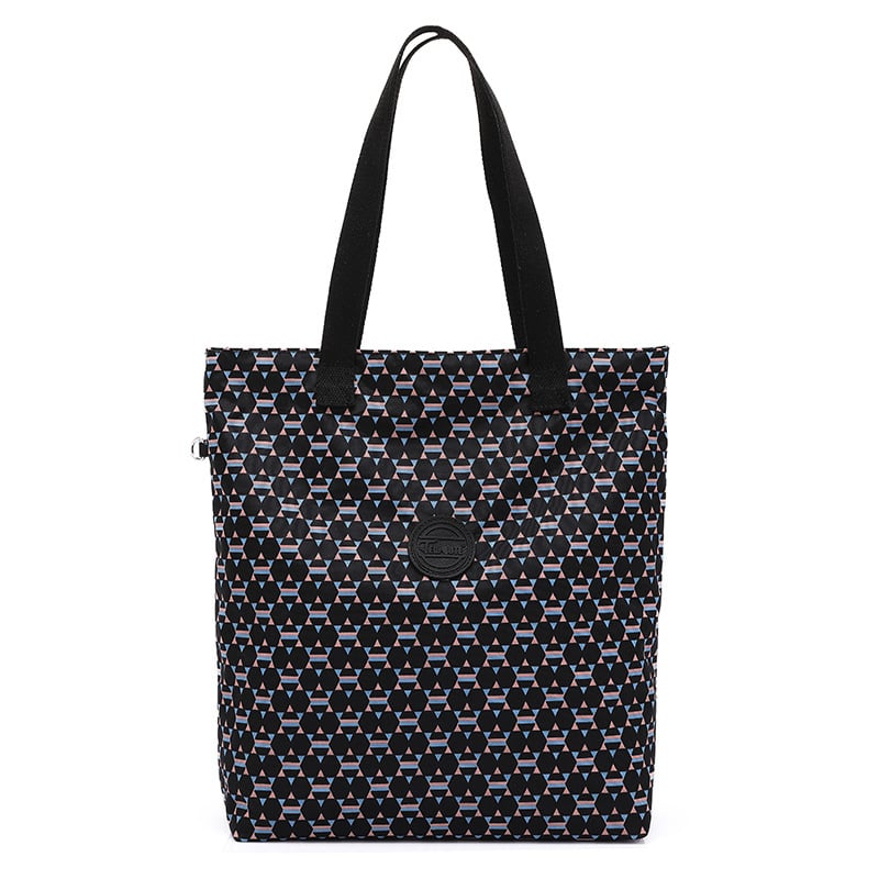 Nailono Tote rankinė, poliesterio įdaila, horizontalaus kvadrato formos, užtrauktukas uždarymas, vidinė ID kišenė