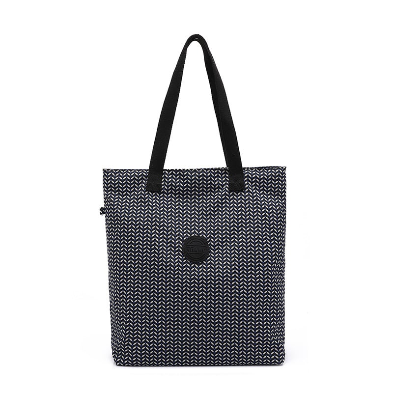 Nailono Tote rankinė, poliesterio įdaila, horizontalaus kvadrato formos, užtrauktukas uždarymas, vidinė ID kišenė