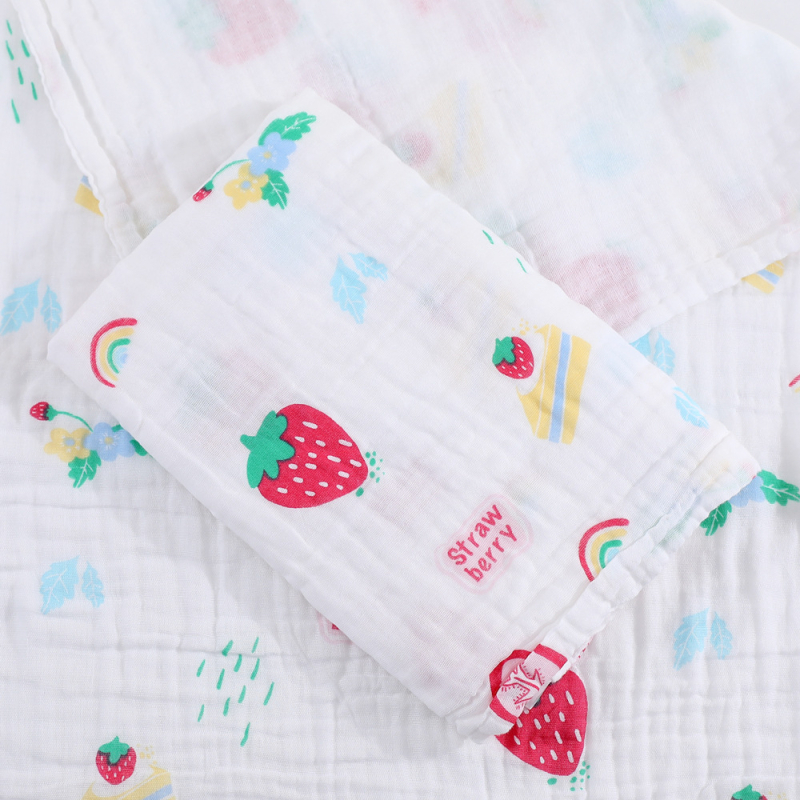 Zīdaiņu gāzes pleds no 100% kokvilnas, svītrainā raksta, rudens sezonai, priekš jaundzimušajiem (0–1 gadiem), drošības klase A