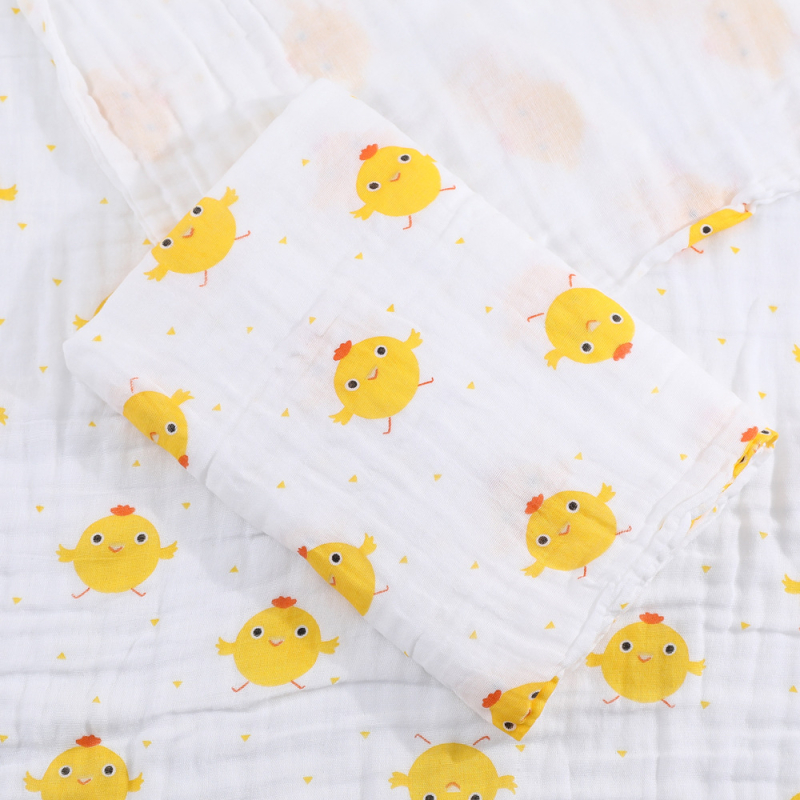 Zīdaiņu gāzes pleds no 100% kokvilnas, svītrainā raksta, rudens sezonai, priekš jaundzimušajiem (0–1 gadiem), drošības klase A