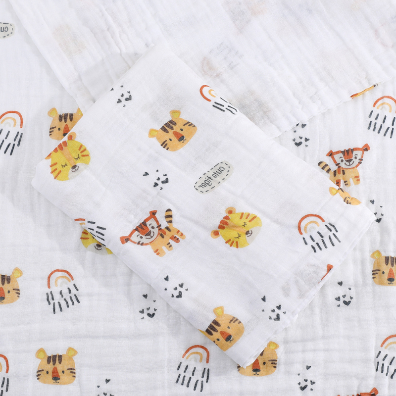 Zīdaiņu gāzes pleds no 100% kokvilnas, svītrainā raksta, rudens sezonai, priekš jaundzimušajiem (0–1 gadiem), drošības klase A